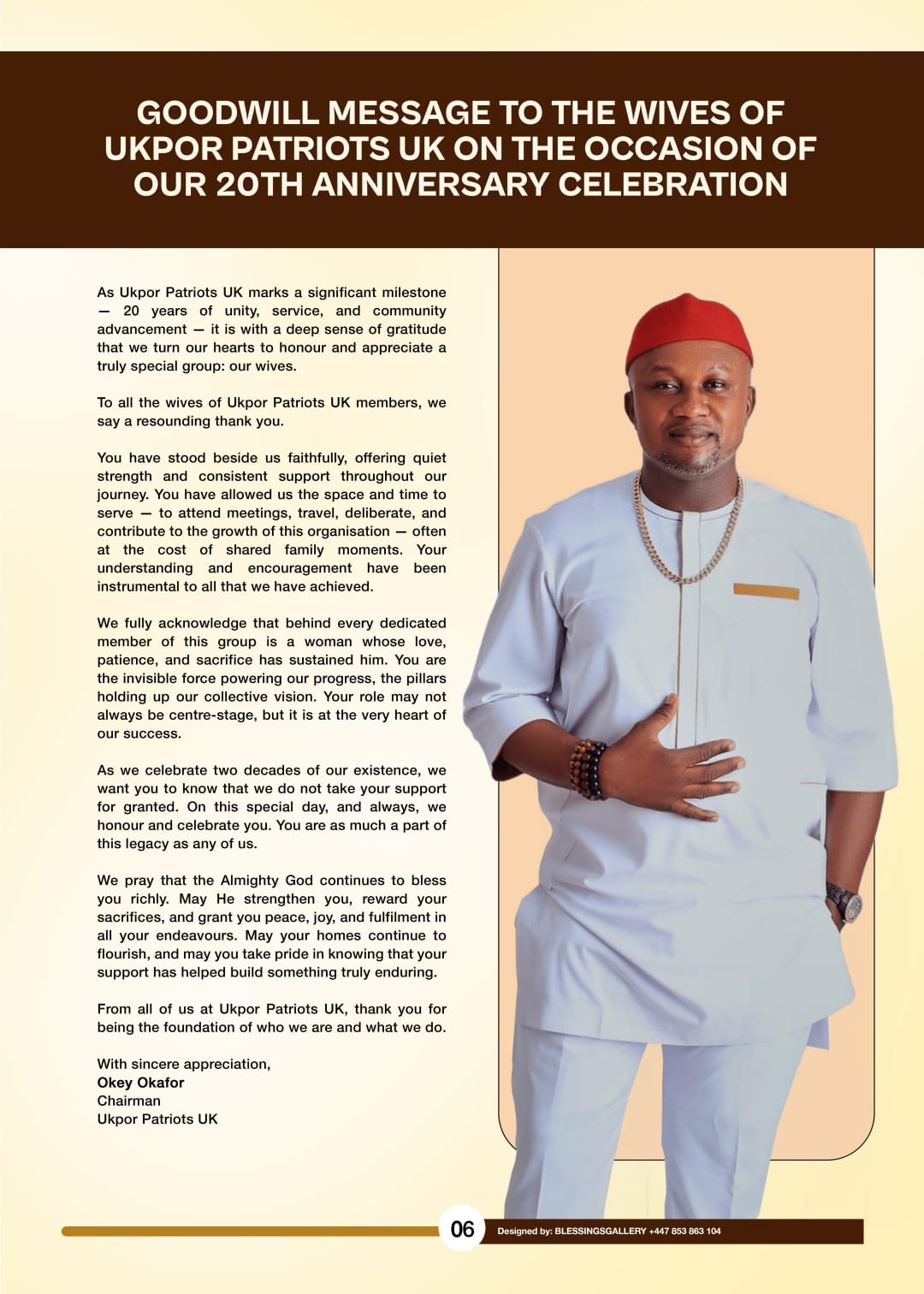 Good will message from chairman To women